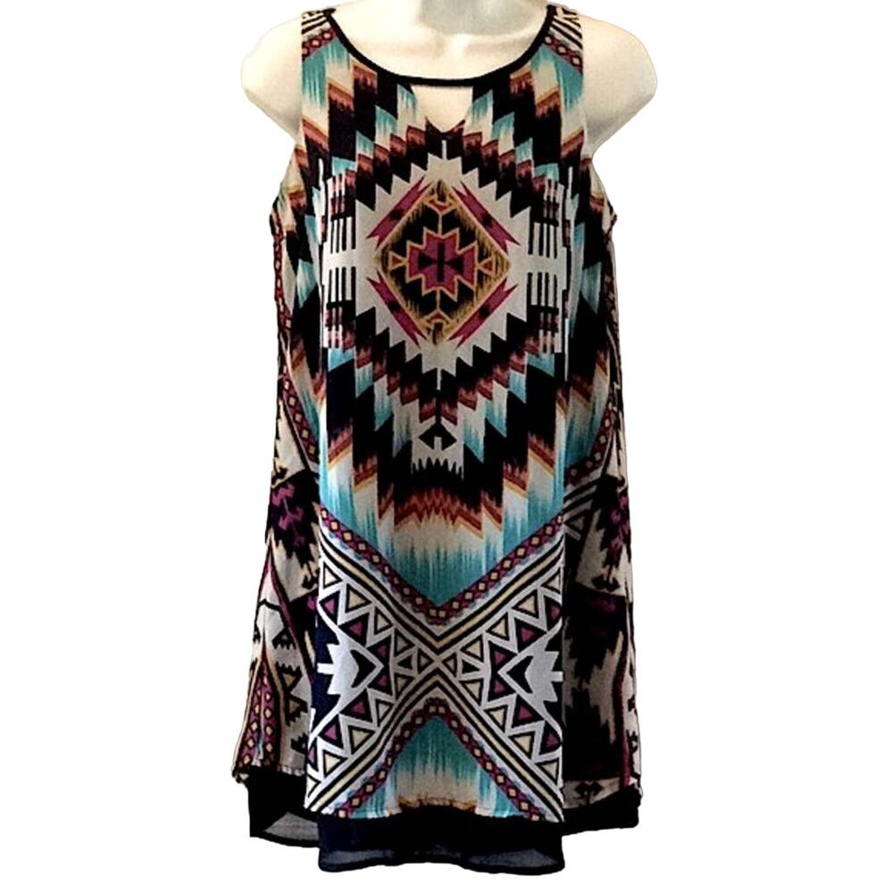 Southwestern Tribal Print Dress Juniors Small